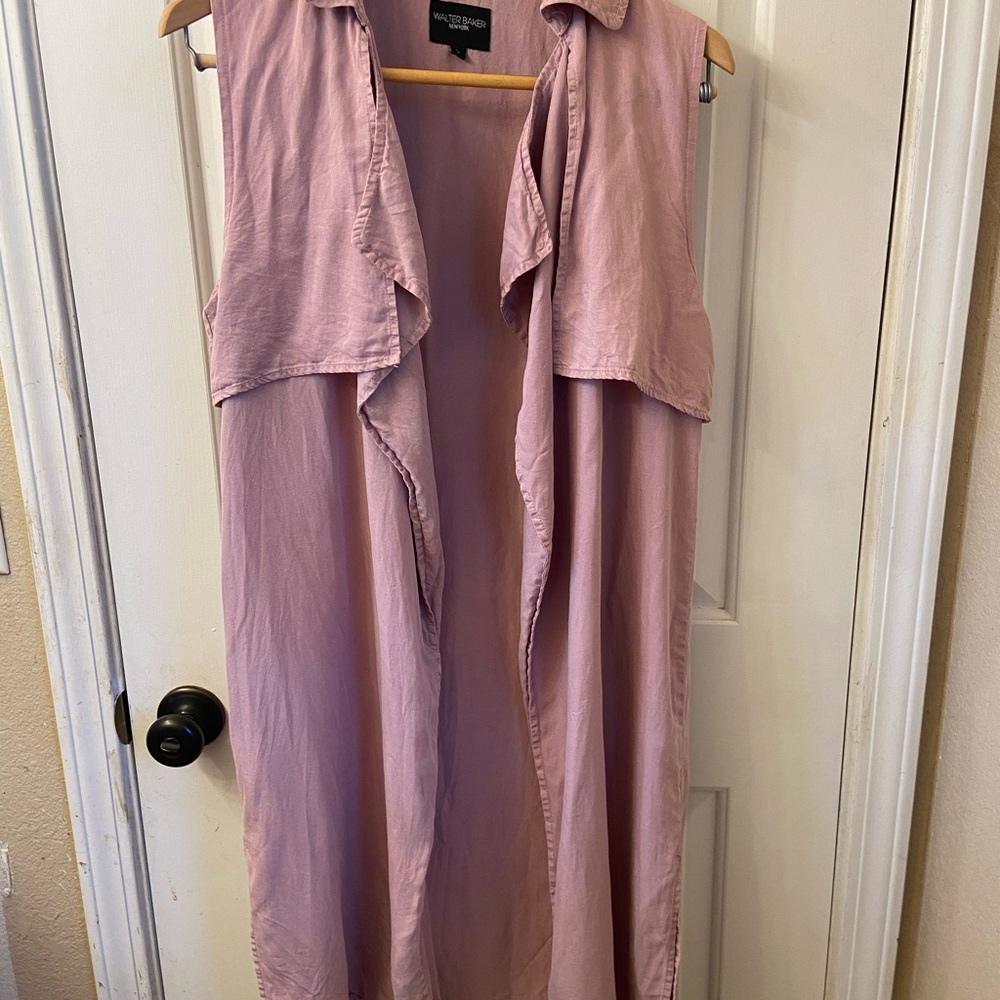 Walter Baker Pink Sleeveless Collar Duster Size Small
